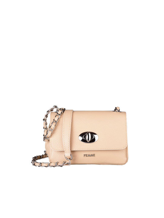 Femme Luxe Leder Damen Tasche Crossbody Beige