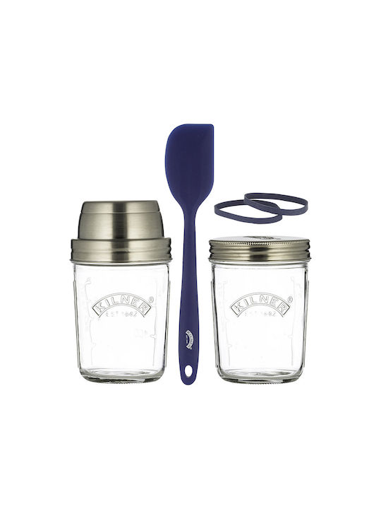 KIlner Set of 2pcs Jars General Use with Lid Glass Transparent 350ml
