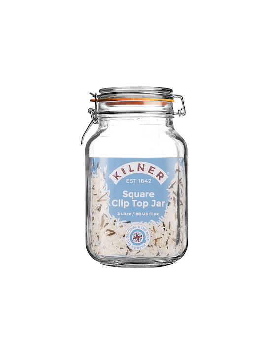 KIlner Βάζο για Καφέ / Γενικής Χρήσης με Αεροστεγές Καπάκι Γυάλινο Διάφανο 12x12x21.5cm 1τμχ