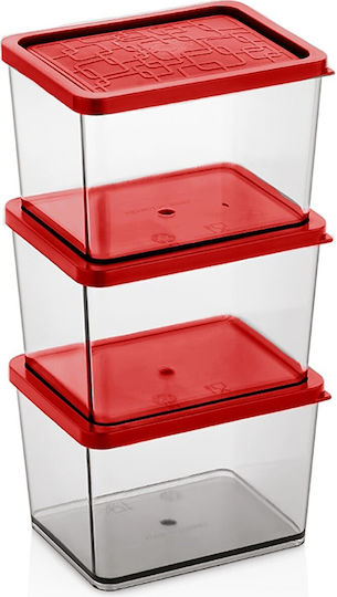 Qlux Set 3 Stück Lebensmittelgläser Allgemeine Verwendung mit Kunststoffdeckel Rote 400ml 3 Stück