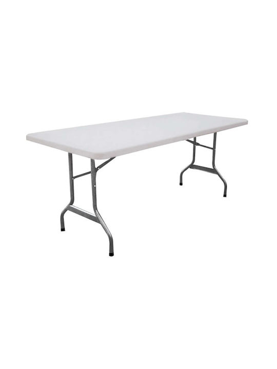 Πλαστικό Τραπέζι Εξωτερικού Χώρου με Μεταλλικό Σκελετό Λευκό 200x90x74εκ.