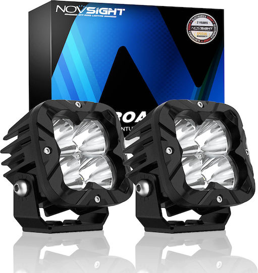 NovSight Square Waterproof Headlights Car LED 12V 12W 8.9cm with White Lighting 2pcs