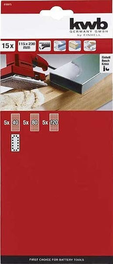 KWB Multi-Tool Sanding Belt K60 / K120 / K180 115x230mm Set 15pcs