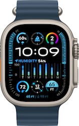 Apple Watch Ultra 2 Titanium 49mm Waterproof with eSIM and Heart Rate Monitor (Blue Ocean Band)