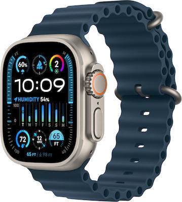 Apple Watch Ultra 2 Titanium 49mm Waterproof with eSIM and Heart Rate Monitor (Blue Ocean Band)