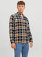 Long-sleeved Cotton Shirt Checked Orange