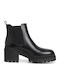 Leder Damen Chelsea Stiefeletten mit mittlerem Absatz Schwarz
