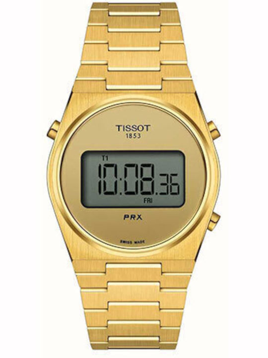 Tissot Ψηφιακό Γυναικείο Ρολόι 35mm Μπαταρίας με Χρυσό Μεταλλικό Μπρασελέ