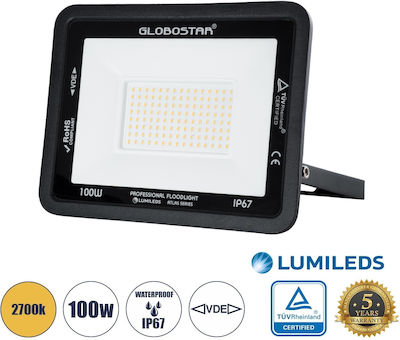 GloboStar Atlas Wasserdicht LED Flutlicht 100W Warmes Weiß 2700K IP67