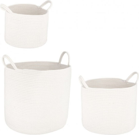 Bizzotto Set dekorative Körbe mit Griffen Weiß 40x40x39cm 3Stück