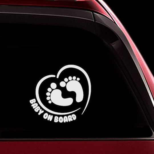 Frisky Σήμα Baby on Board με Αυτοκόλλητο Σήμα Λευκό