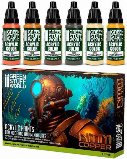 Green Stuff World Paint Σετ Χρώματα Μοντελισμού σε Πράσινο χρώμα 6τμχ