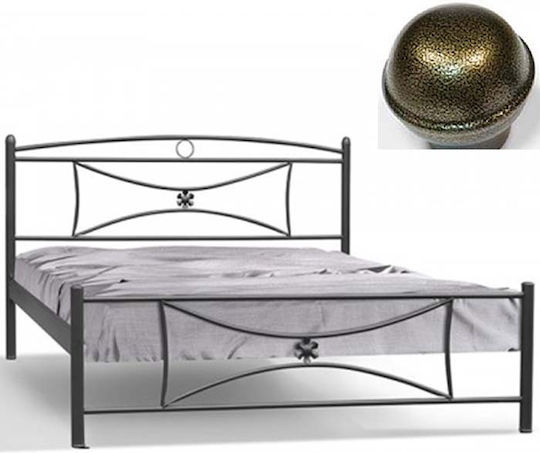 Flower Double Metal Bed Gold Textured for Mattress 160x200cm