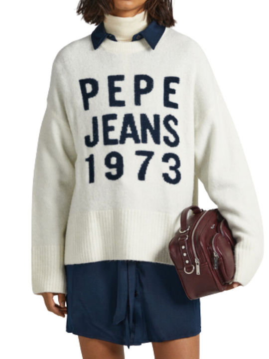 Pepe Jeans Damen Langarm Pullover Weiß