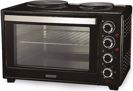 Termomax Electric Countertop Oven 56lt with 2 Burners and Air Black