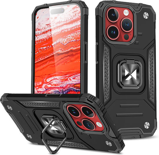 Wozinsky Ring Armor Back Cover Silicon / Plastic Negru (iPhone 15 Pro Max)