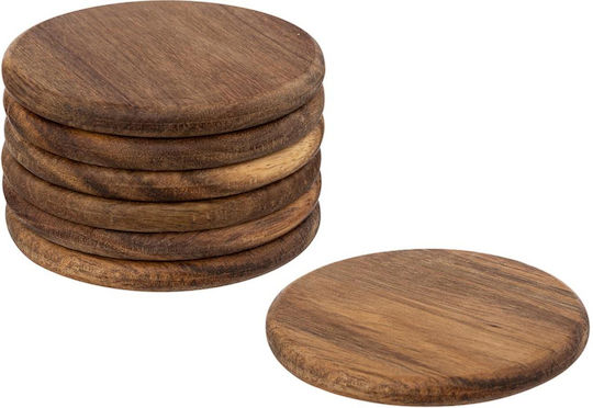 Atmosphera Round Coaster Wooden with Stand Brown 10cm 4pcs Atmosphera Round Coaster Wooden with Stand Brown 10cm 4pcs