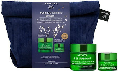 Apivita Making Spirits Bright (Rich Texture) Skin Care Set for Brightening & Αnti-ageing with Face Cream & Toiletry Bag