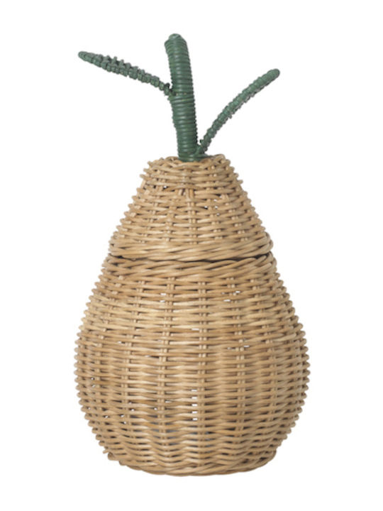 Ferm Living Καλάθι Αποθήκευσης Rattan με Καπάκι Μπεζ 19x19x30cm