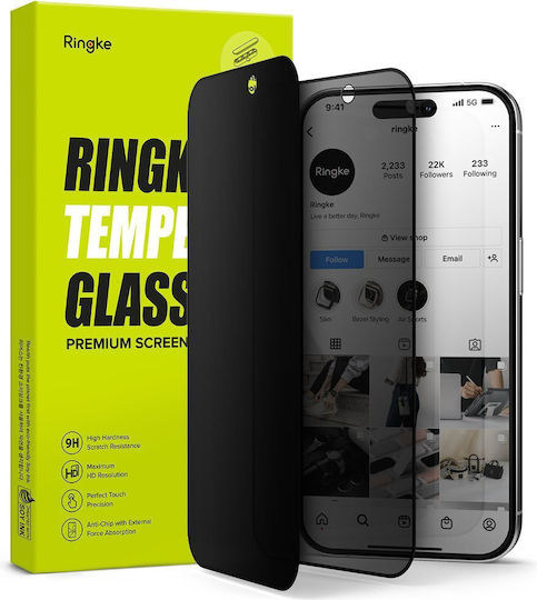 Ringke Privatsphäre Vollflächig gehärtetes Glas (iPhone 15 Pro)
