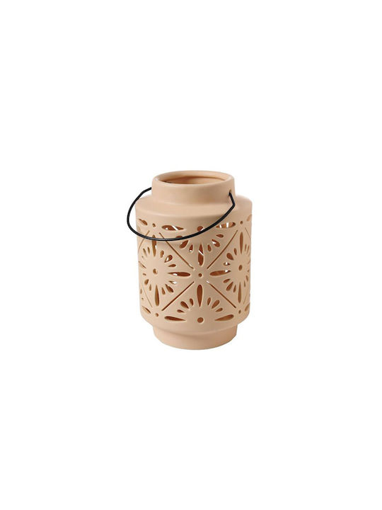 Ceramic Lantern Beige 13x13x18cm