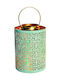 Tabletop Metallic Lantern Green 18x18x36cm