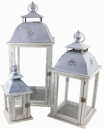 ED Collection Wooden Lantern Gray 32.5x32.5cm