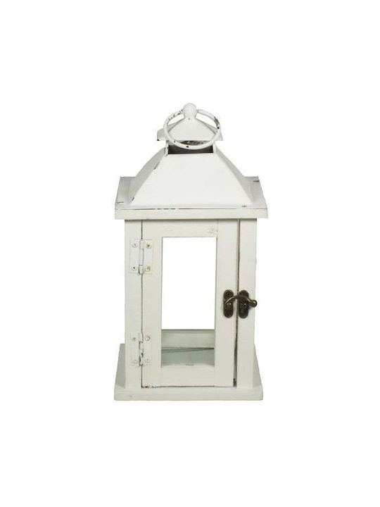 Floran Tabletop Wooden Lantern White 15x15x30cm