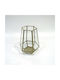 Tabletop Glass Lantern Gold 18x18x25cm