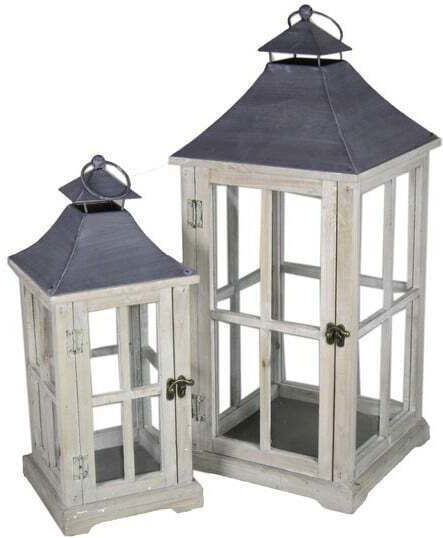 ED Collection Floortop Wooden Lantern Gray 25x25x58cm