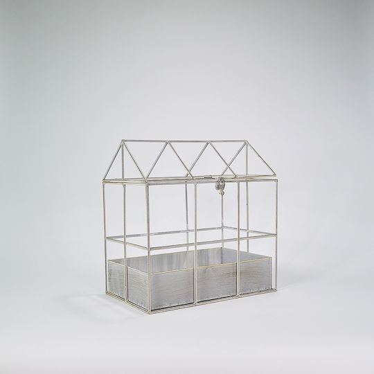 Laterne Metallisch Silber 34x21x35cm 1Stück
