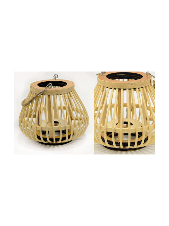 Tabletop Bamboo Lantern Beige 23x20cm