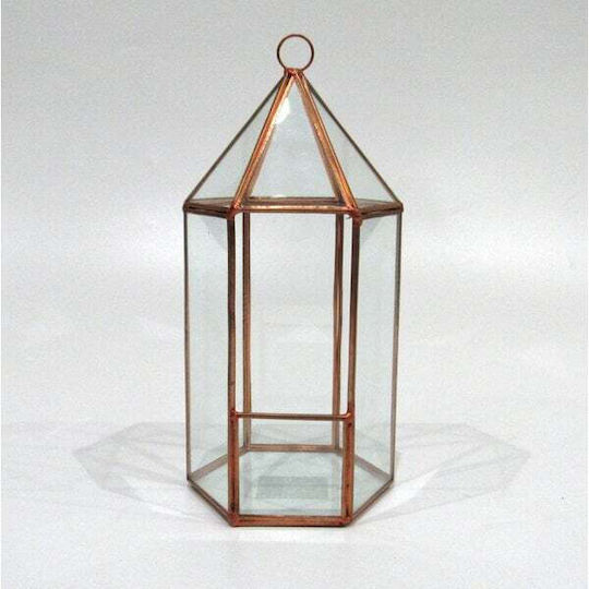 ED Collection Tabletop Glass Lantern Gold 16x16x26cm