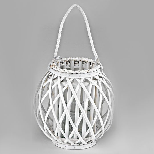 Palma Emporio Laterne Hölzernes Weiß 28cm 1Stück
