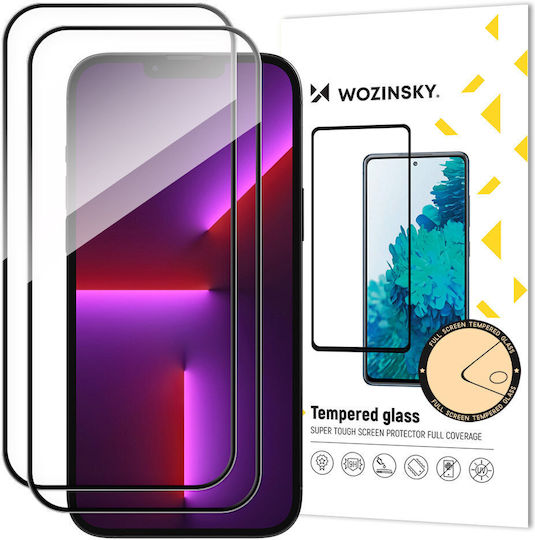 Wozinsky Vollkleber Vollflächig gehärtetes Glas 2Stück Schwarz (iPhone 15 Pro Max)