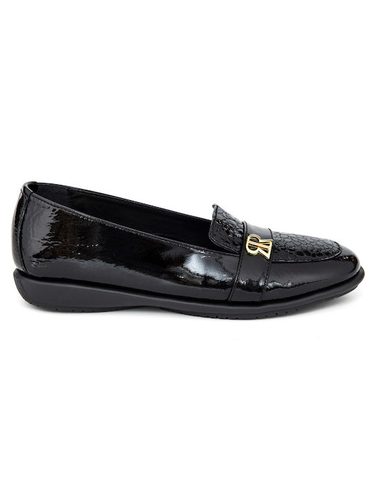 Leder Damen Mokassins in Schwarz Farbe