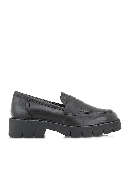 Δερμάτινα Γυναικεία Loafers σε Μαύρο Χρώμα
