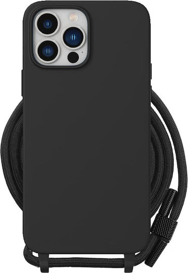 Techsuit Lanyard Back Cover Silicone with Strap Black (iPhone 15 Plus)