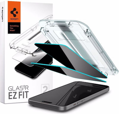 Spigen Ez Fit Glas.tr Confidențialitate Sticlă călită pe toată fața 2buc (iPhone 15 Plus)