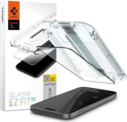 Spigen Glas.tr Ez Fit Закалено стъкло за цялото лице Черен (iPhone 15 Plus)