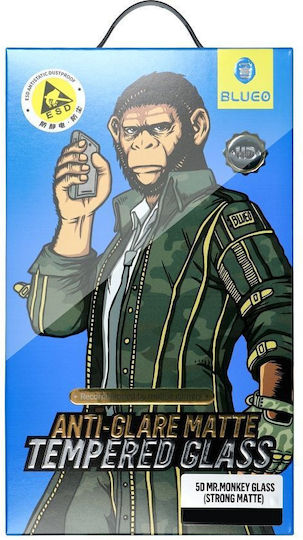 Blueo Mr Monkey Glass 5D Ματ Full Face Tempered Glass Μαύρο (iPhone 15 Pro Max)