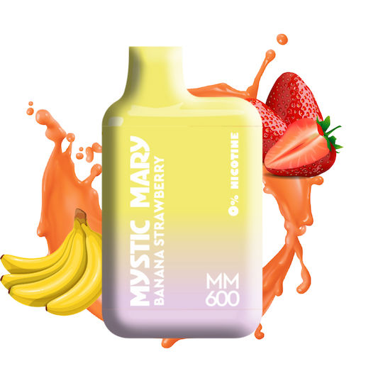 Mystic Mary Електронна Цигара за Еднократна Употреба 600 Вдишвания Ягодов банан без Никотин 2мл Червен 1бр