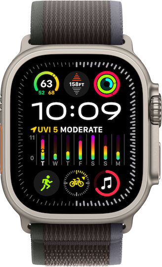 Apple Watch Ultra 2 Titanium 49mm Waterproof with eSIM and Heart Rate Monitor (Blue/Black Trail Loop - S/M)