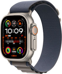Apple Watch Ultra 2 Alpine Loop (Medium) Titanium 49mm Αδιάβροχο με eSIM και Παλμογράφο (Blue Alpine Loop - Medium)