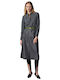 Midi Damenkleid Langärmelig Grau