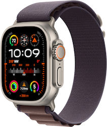 Apple Watch Ultra 2 Alpine Loop (Large) Titanium 49mm Αδιάβροχο με eSIM και Παλμογράφο (Indigo Alpine Loop - Large)
