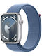 Apple Watch Series 9 Aluminium 45mm Αδιάβροχο με Παλμογράφο (Silver με Winter Blue Sport Loop)