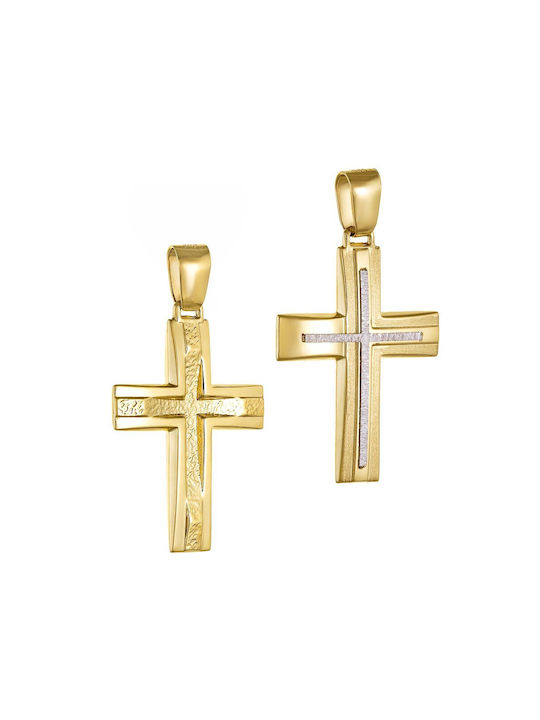 Papoulidis Jewellery Herren Gold Kreuz 14K mit Kette