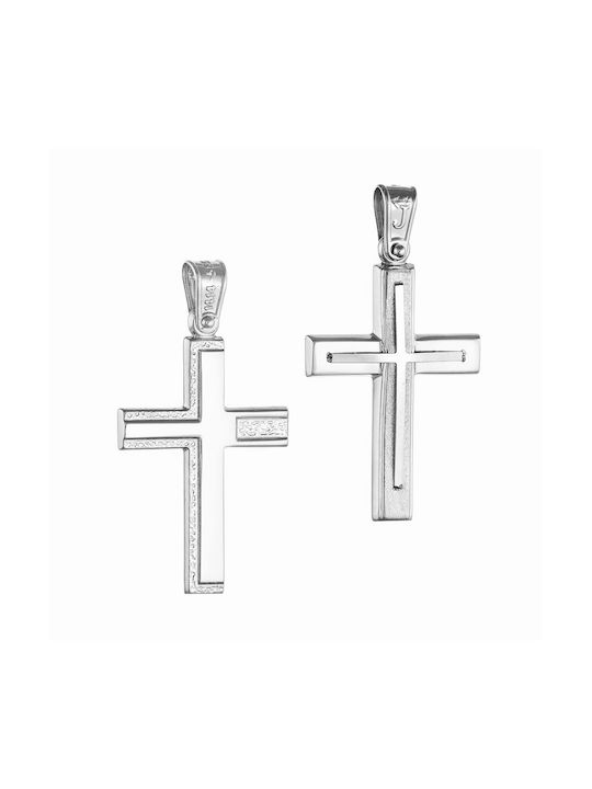 Papoulidis Jewellery Men's White Gold Cross 14K with Chain