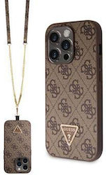 Guess Strass Triangle Metal Logo Plastic Back Cover with Strap Brown (iPhone 15 Pro MaxiPhone 15 Pro Max)